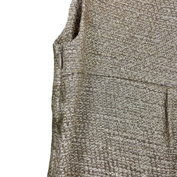Michael Kors Italy Tweed Silk Metallic Blend Cocktail Dress Gold Beige Size 6 - Picture 7 of 10